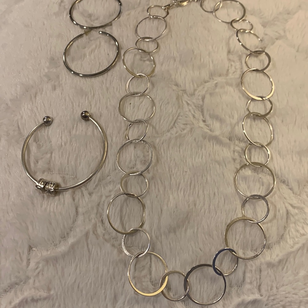 Shelli Segal Laundry Necklace,hoops earrings and charm bracelet.